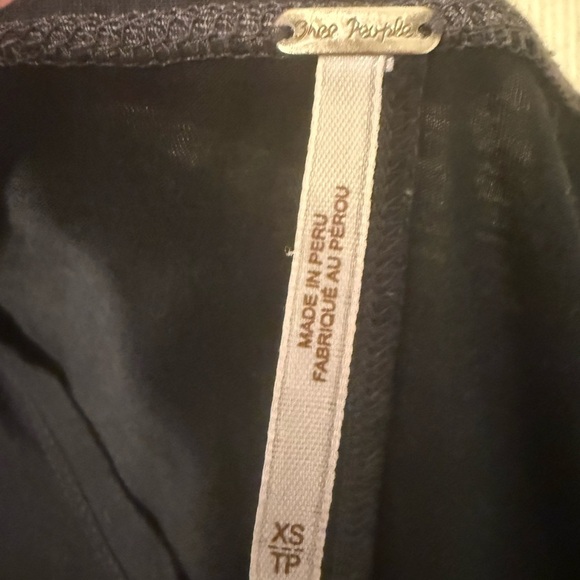 Free People Black Fringe Sleeve Tee XS - Picture 4 of 7